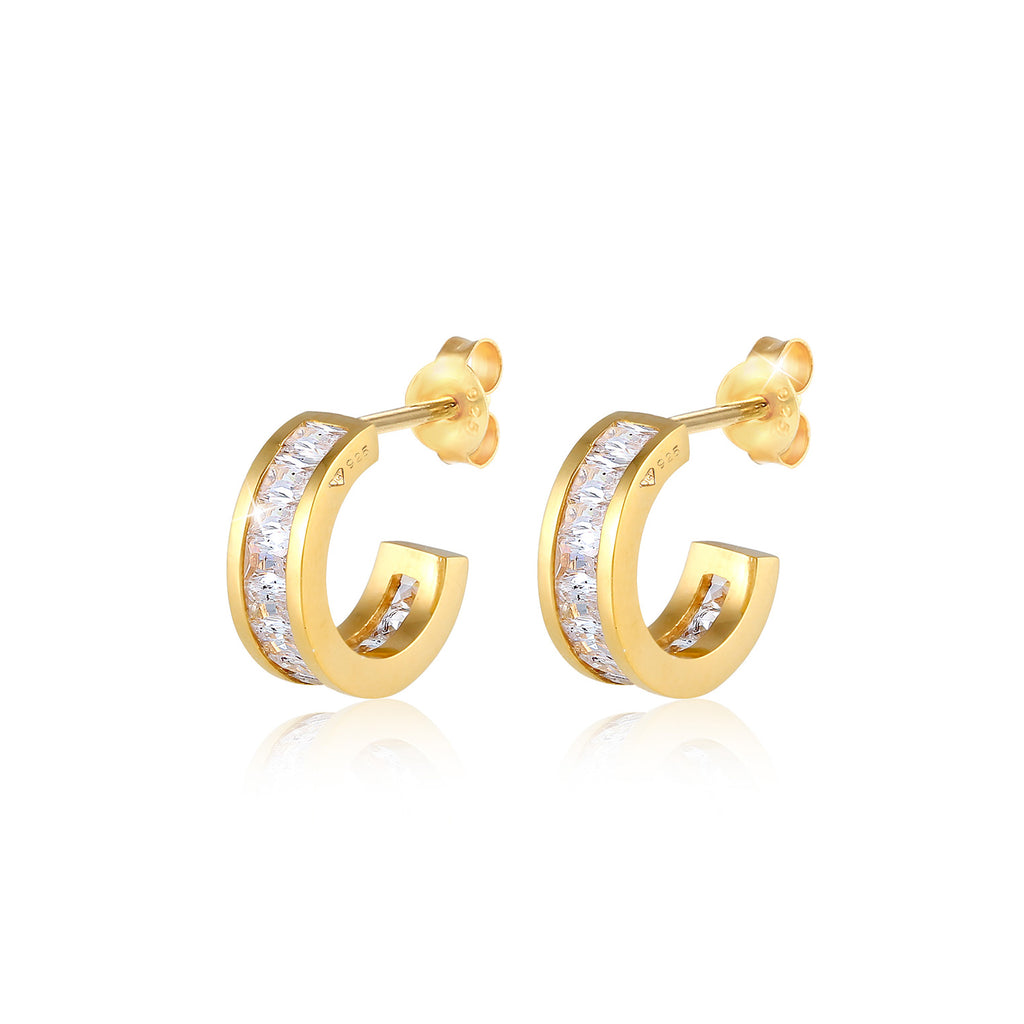 Gold - Elli | Creole | Zirkonia ( Weiß ) | 925 Sterling Silber vergoldet
