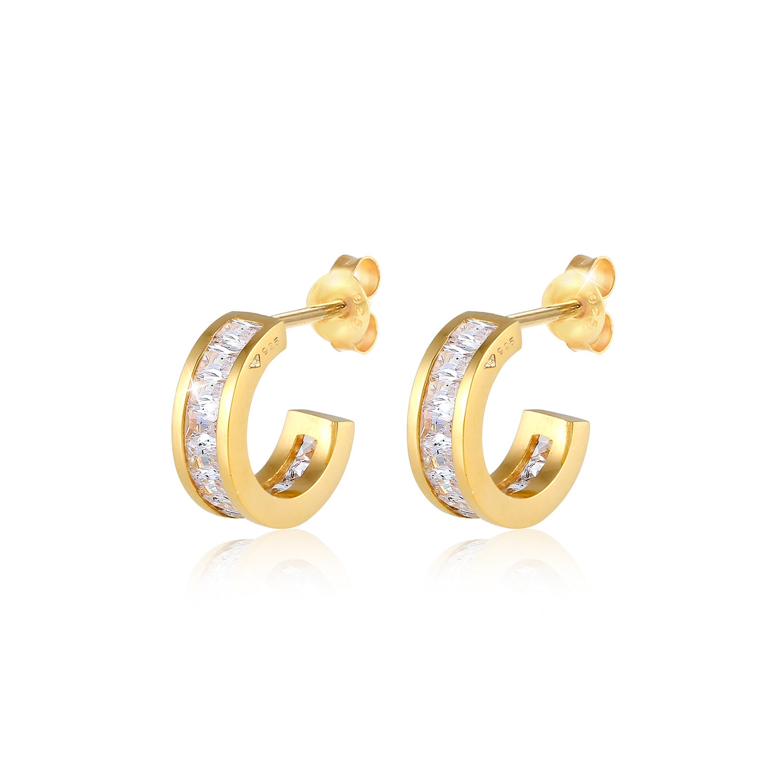 Gold - Elli | Creole | Zirkonia ( Weiß ) | 925 Sterling Silber vergoldet