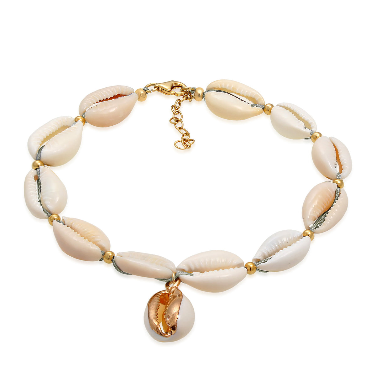Gold - Elli | Glieder-Fußkettchen Muschel | 925 Sterling Silber vergoldet