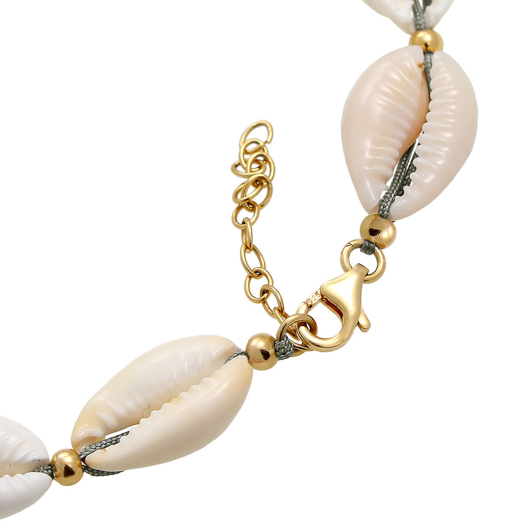 Gold - Elli | Glieder-Fußkettchen Muschel | 925 Sterling Silber vergoldet