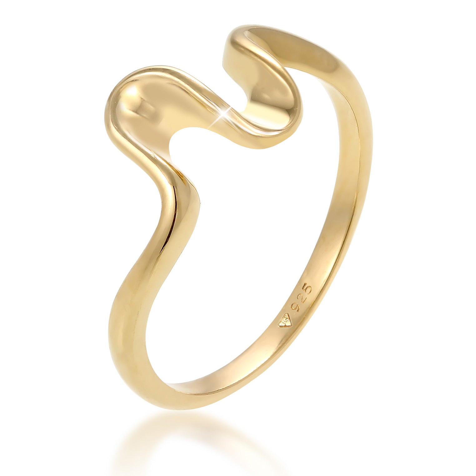 Gold - Elli | Ring Welle | 925 Sterling Silber vergoldet