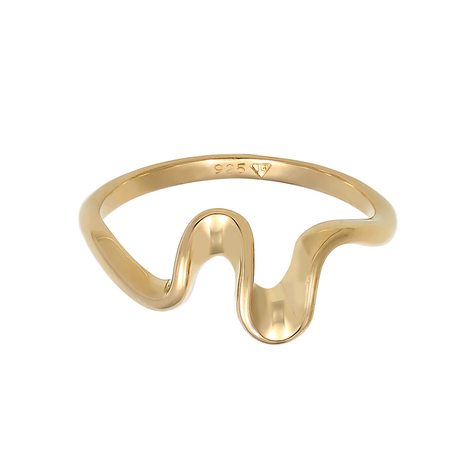 Gold - Elli | Ring Welle | 925 Sterling Silber vergoldet