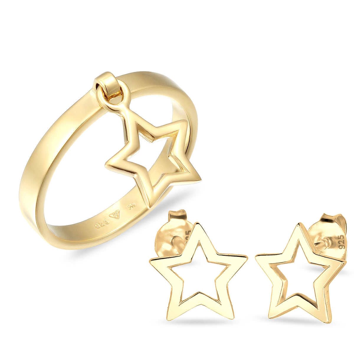 Starline Stud Earrings &amp; Ring Jewelry Set