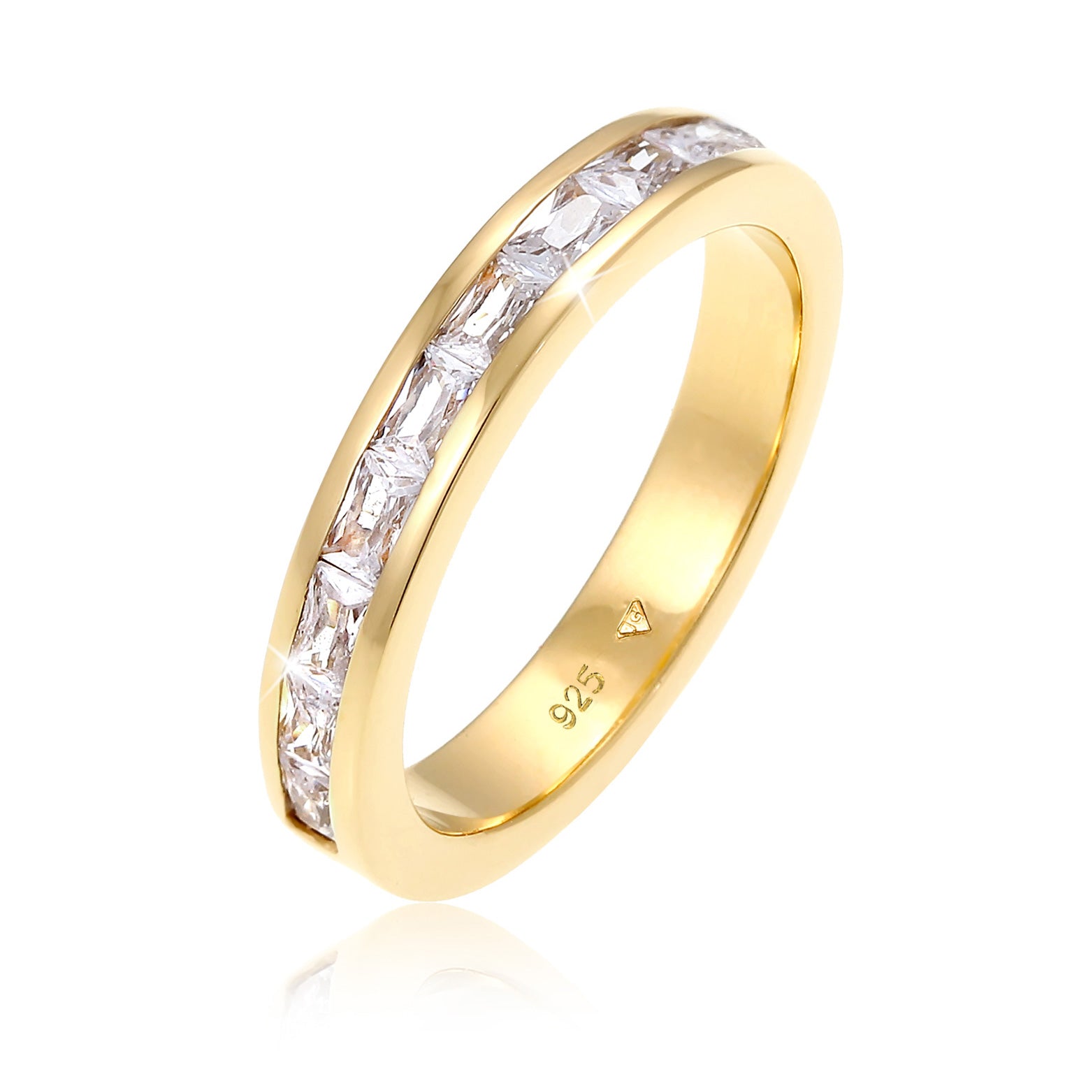 Gold - Elli | Ring Verlobungsring | Zirkonia ( Weiß ) | 925 Sterling Silber vergoldet