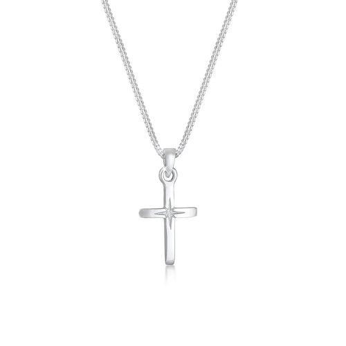 Silber - Elli | Halskette Kreuz Anhänger | 925er Sterling Silber
