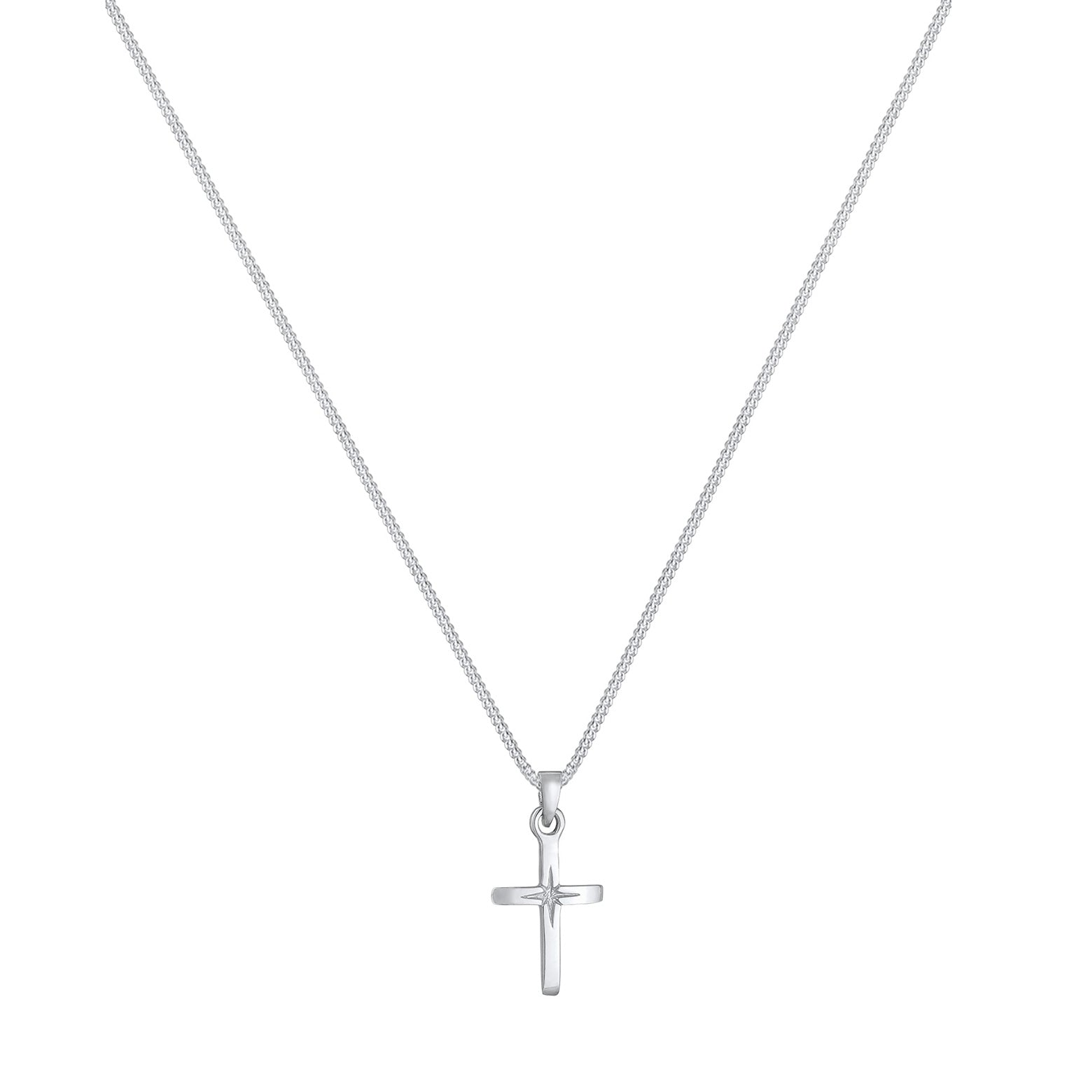 Silber - Elli | Halskette Kreuz Anhänger | 925er Sterling Silber