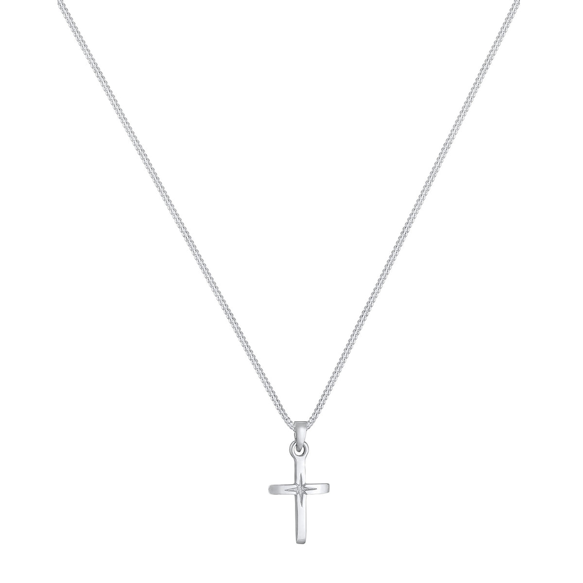 Silber - Elli | Halskette Kreuz Anhänger | 925er Sterling Silber