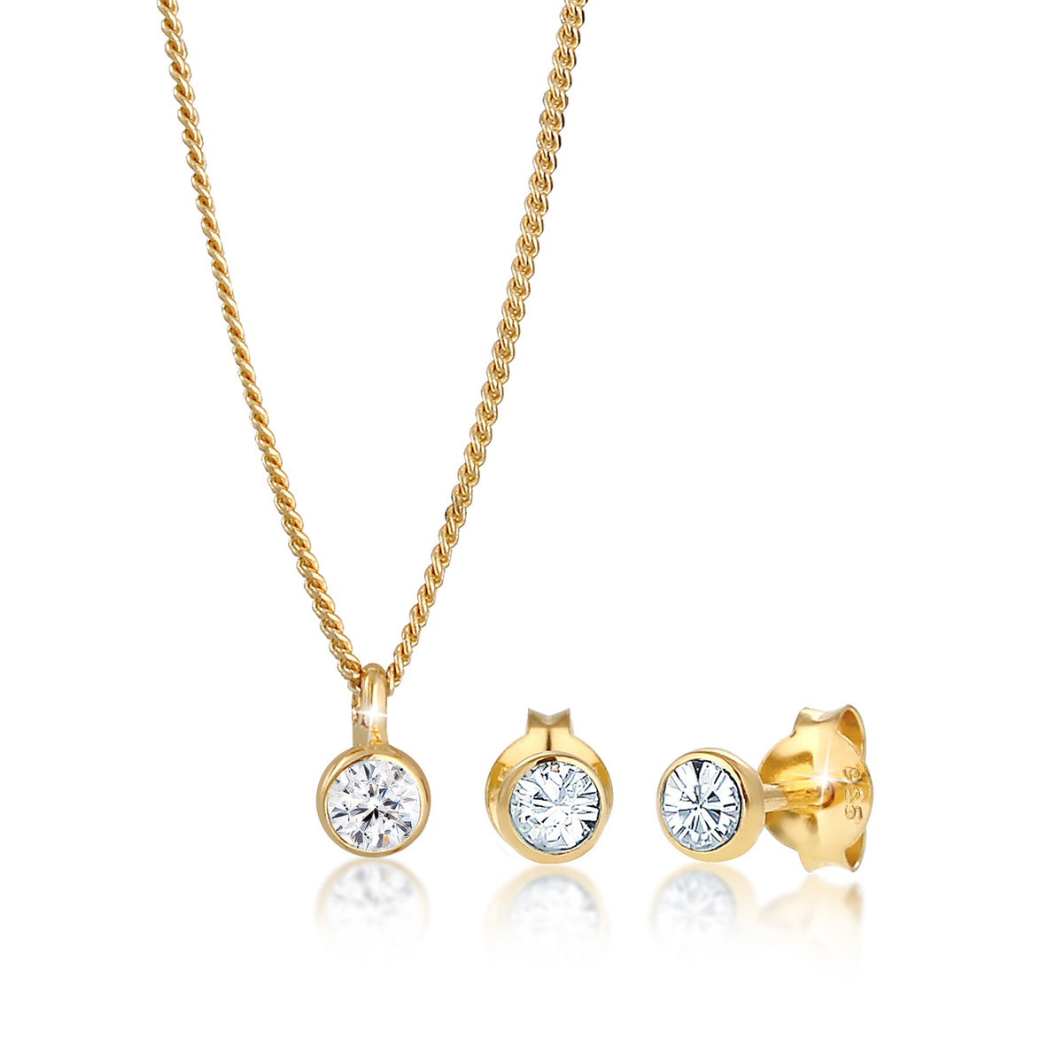 Gold - Elli | Halskette | Mit Kristallen von Swarovski® (Weiß) | 925 Sterling Silber vergoldet