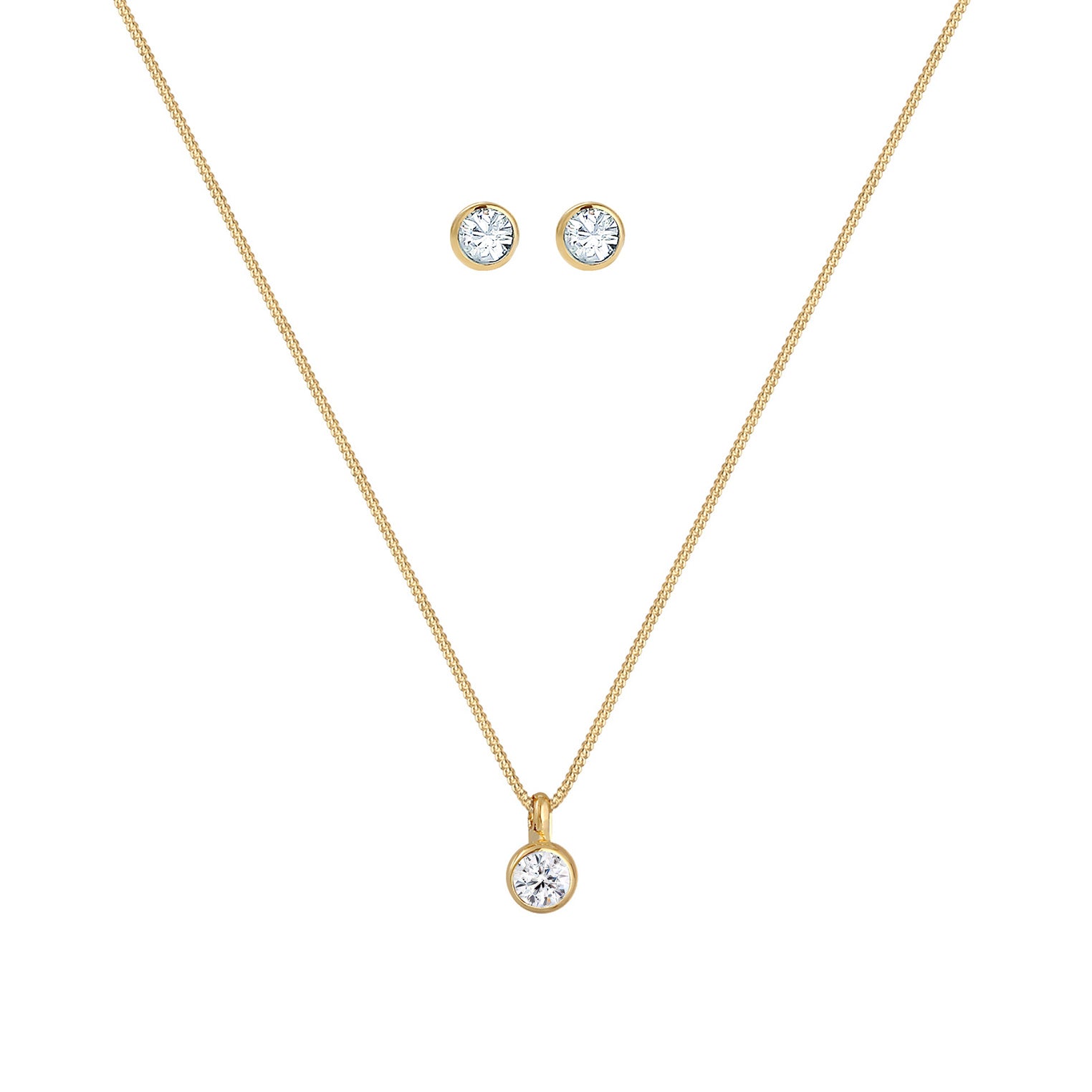Gold - Elli | Halskette | Kristall ( Weiß ) | 925 Sterling Silber vergoldet
