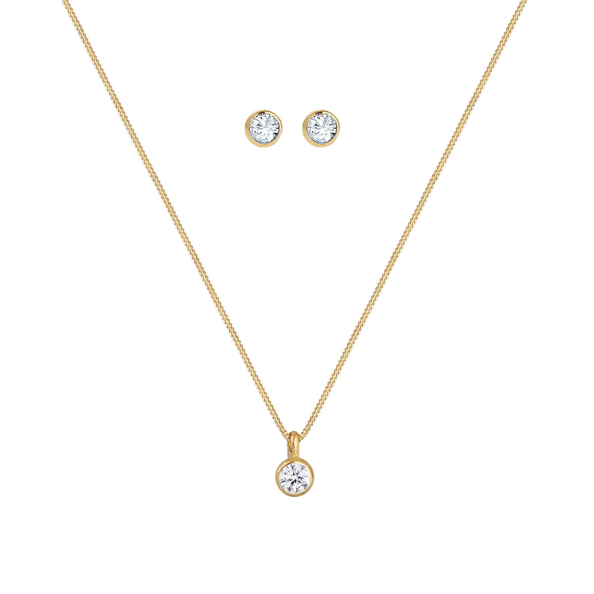 Gold - Elli | Halskette | Mit Kristallen von Swarovski® (Weiß) | 925 Sterling Silber vergoldet