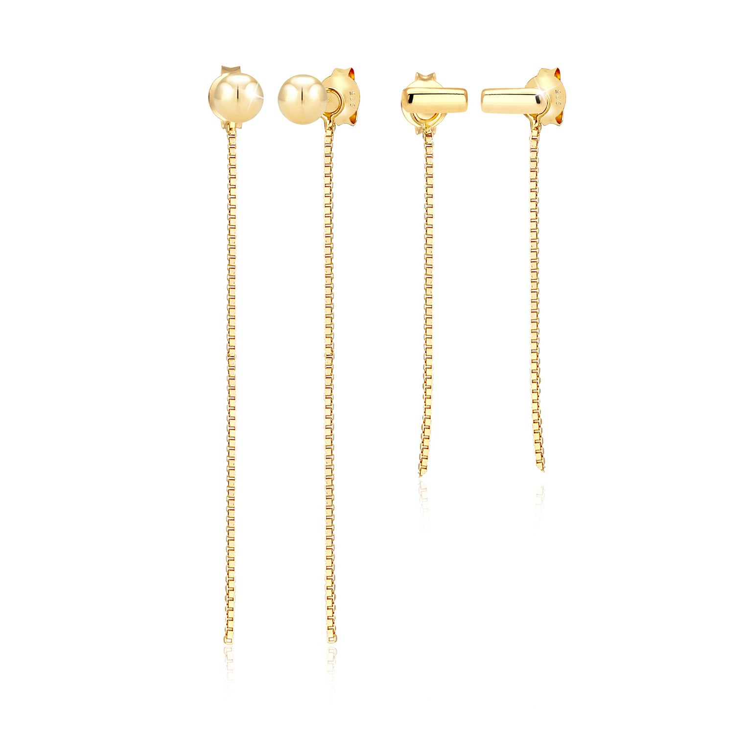 Gold - Elli | Venezianer-Ohrringset Ear Chain | 925 Sterling Silber vergoldet