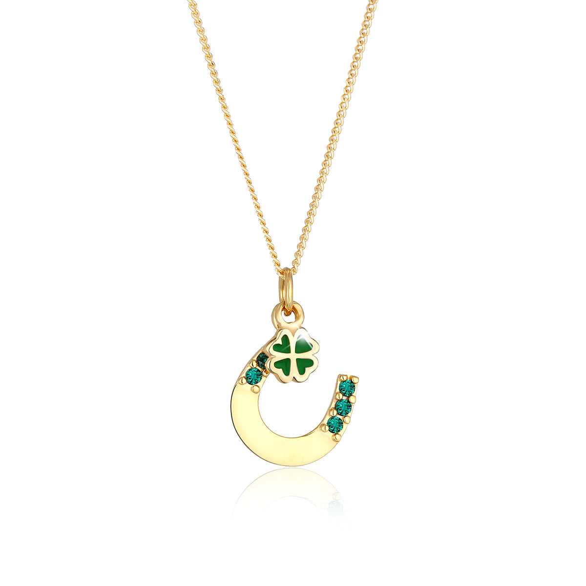 Grün - Elli | Halskette Hufeisen | Mit Kristallen von Swarovski® (Grün) | 925 Sterling Silber vergoldet