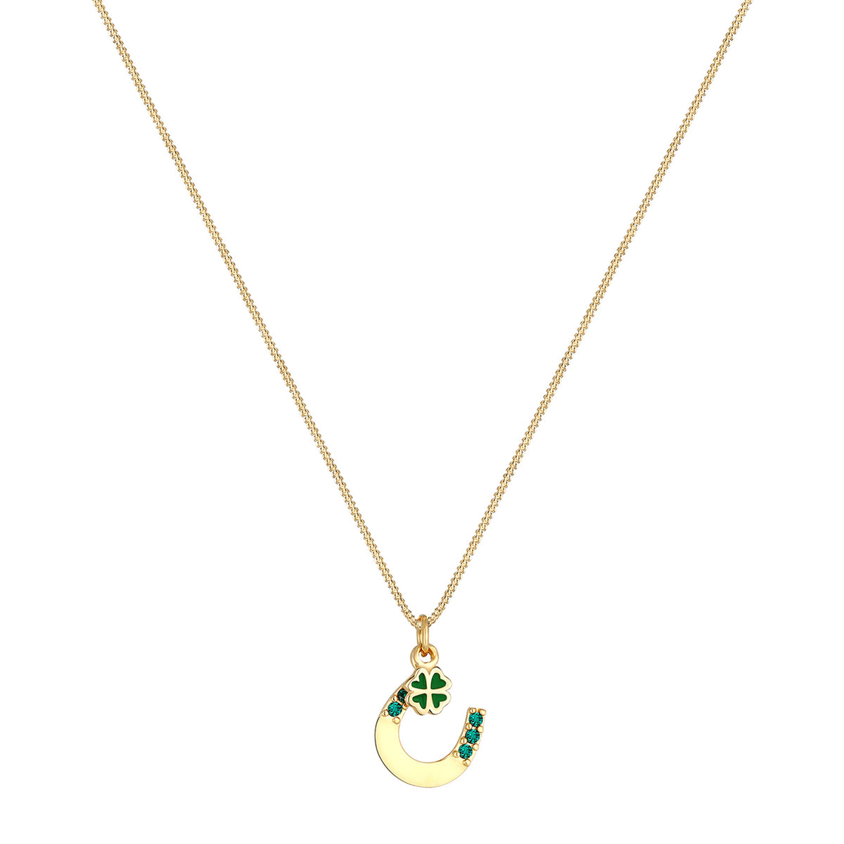 Grün - Elli | Halskette Hufeisen | Mit Kristallen von Swarovski® (Grün) | 925 Sterling Silber vergoldet