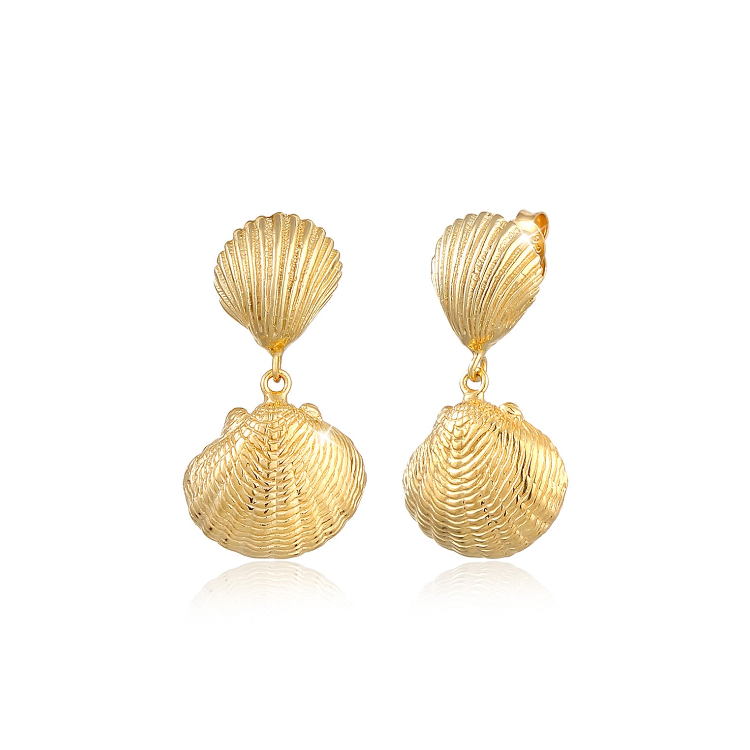 Gold - Elli | Ohrstecker Muschel | 925 Sterling Silber vergoldet