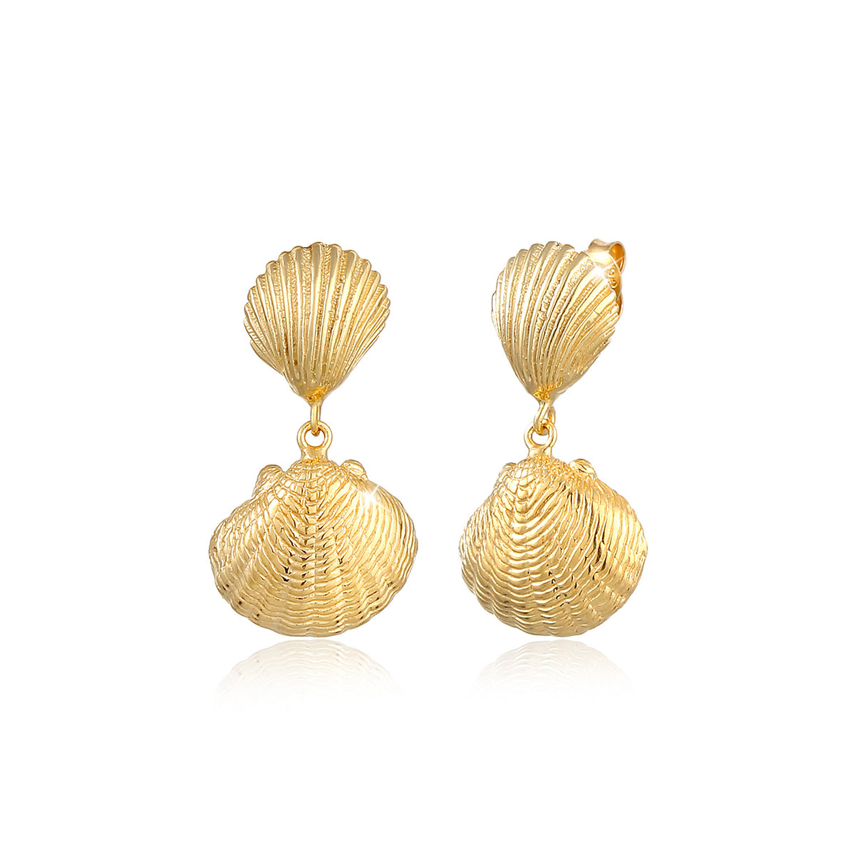 Gold - Elli | Ohrstecker Muschel | 925 Sterling Silber vergoldet