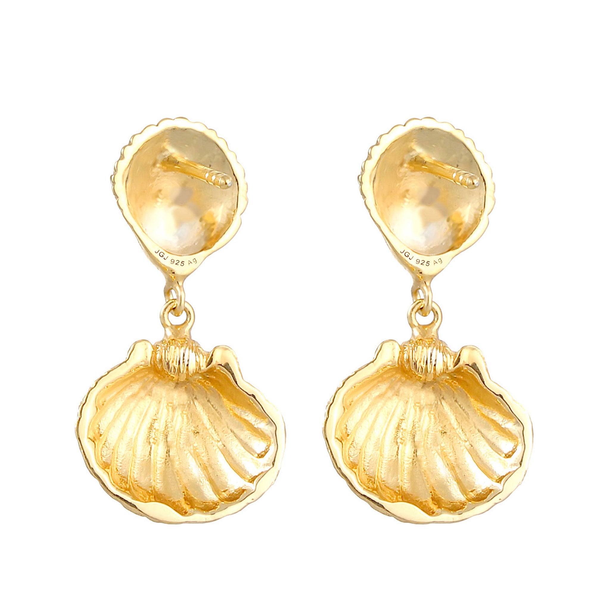 Gold - Elli | Ohrstecker Muschel | 925 Sterling Silber vergoldet