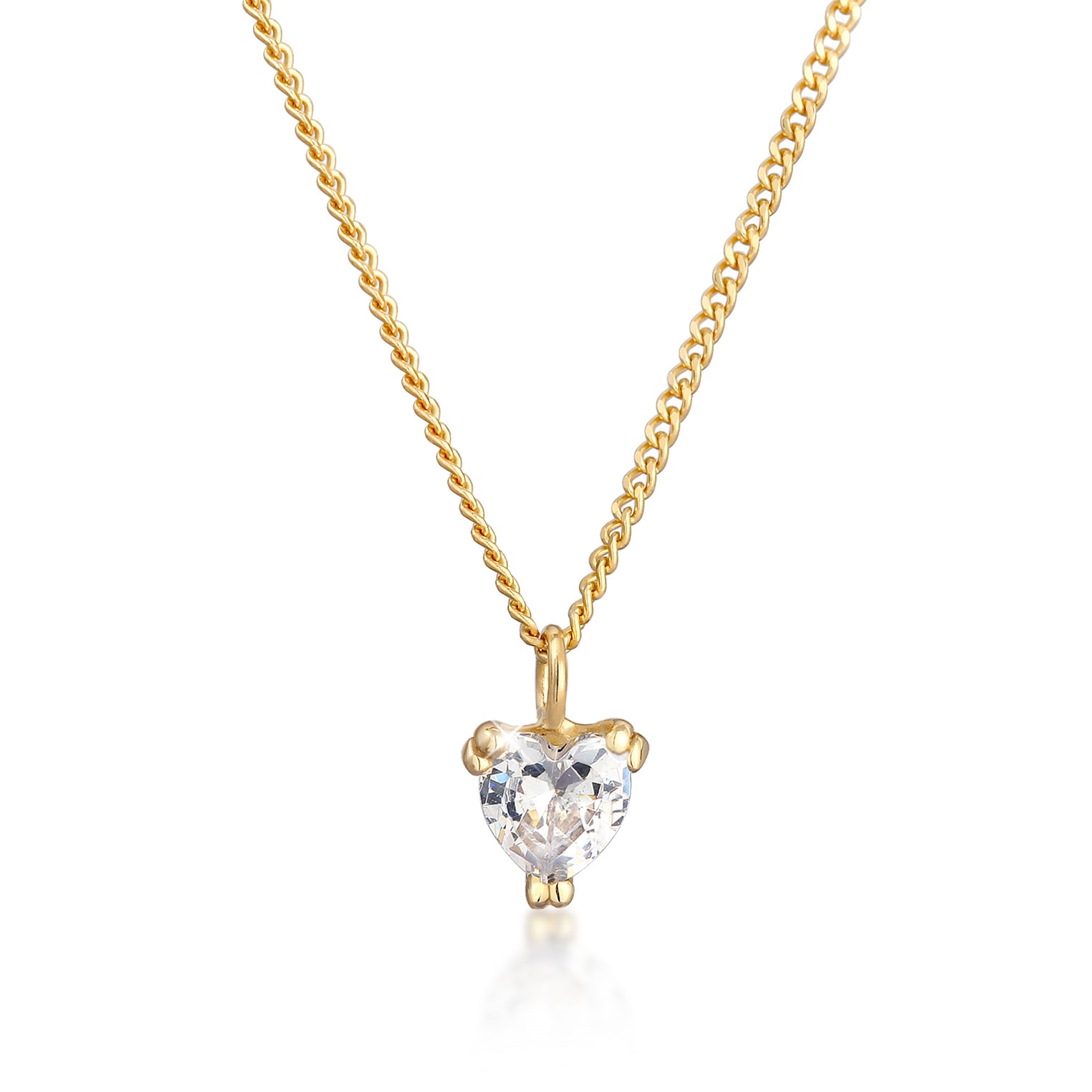 Gold - Elli PREMIUM | Halskette Herz | Zirkonia ( Weiß ) | 375 Gelbgold
