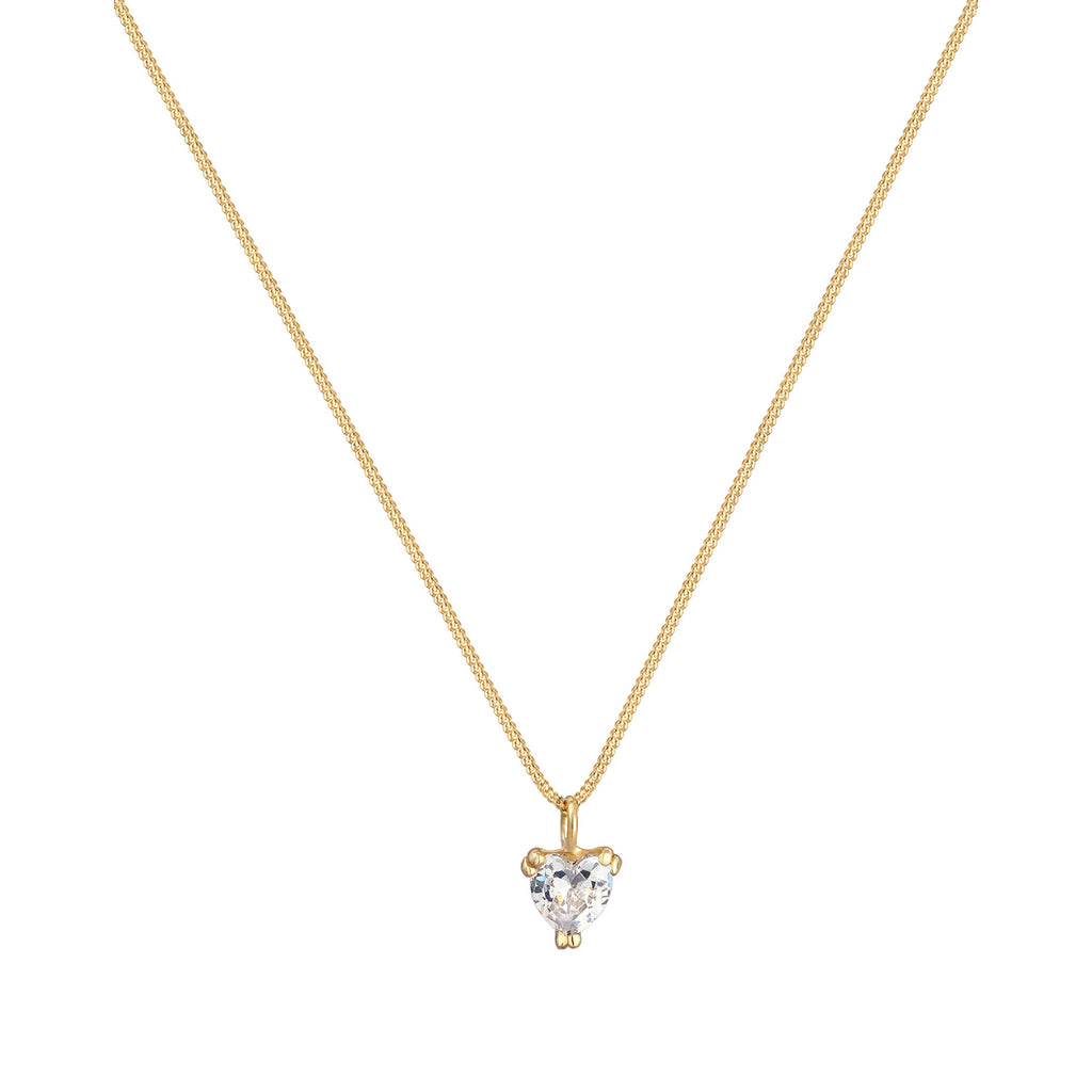 Gold - Elli PREMIUM | Halskette Herz | Zirkonia (Weiß) | 375 Gelbgold