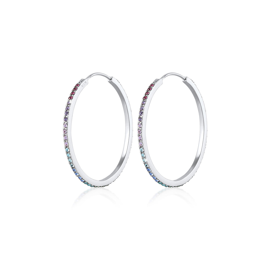 Silber - Elli | Creole | Kristall ( Violett hell ) | 925er Sterling Silber
