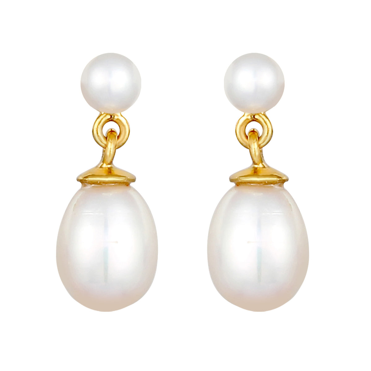 Gold - Elli PREMIUM | Ohrhänger | Süßwasserperle | 925 Sterling Silber vergoldet