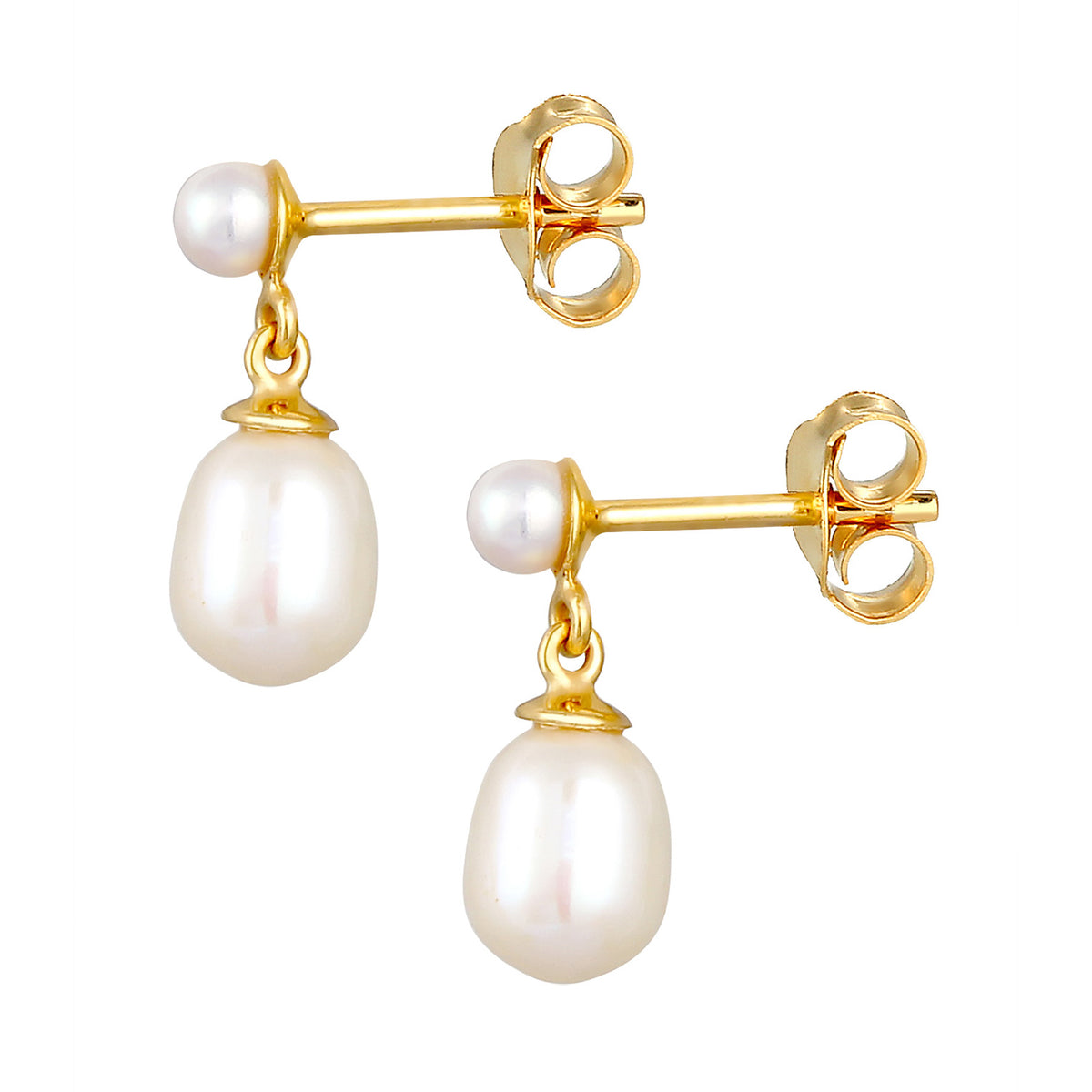 Gold - Elli PREMIUM | Ohrhänger | Süßwasserperle | 925 Sterling Silber vergoldet