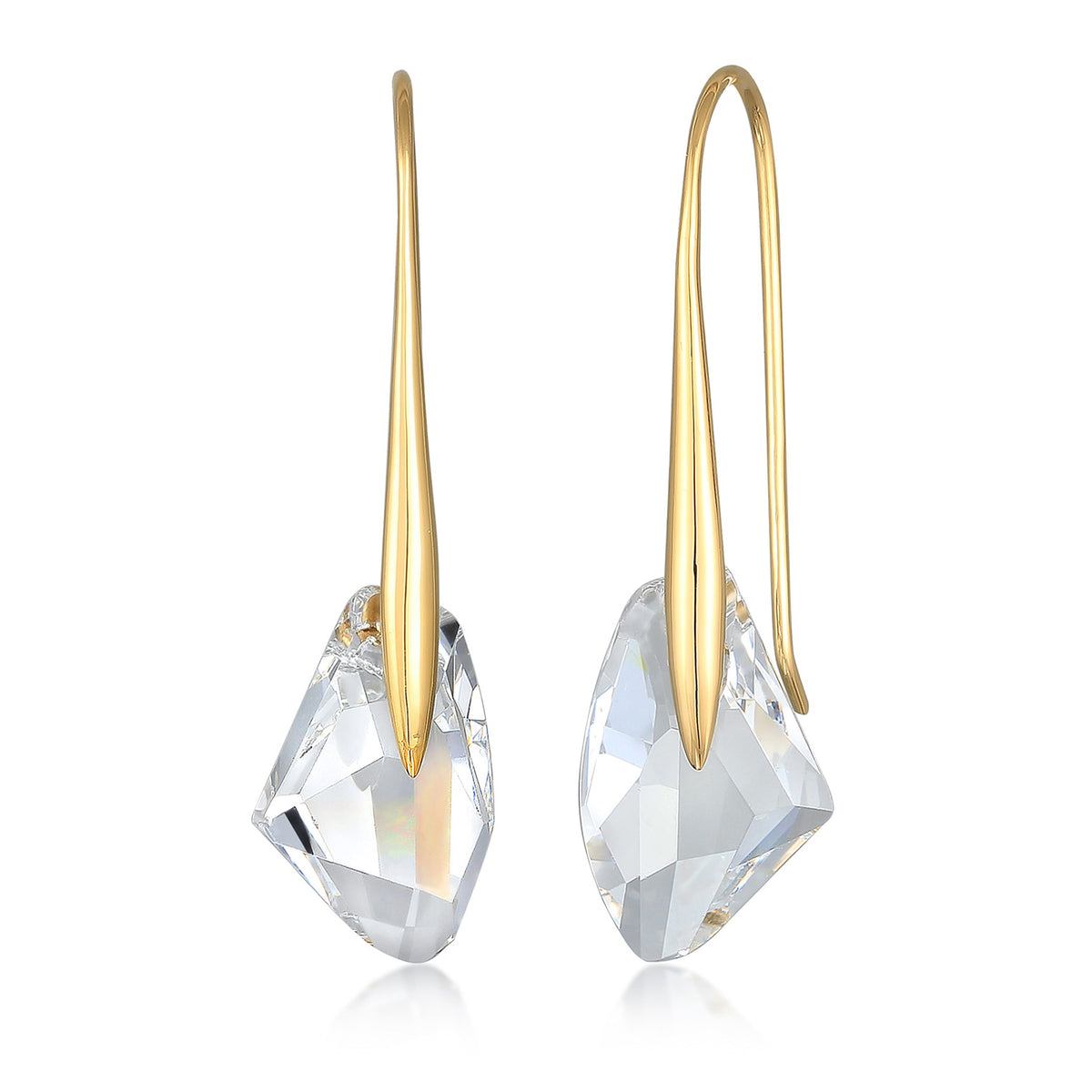 Gold - Elli | Ohrhänger| Kristall (Weiß) | 925 Sterling Silber vergoldet