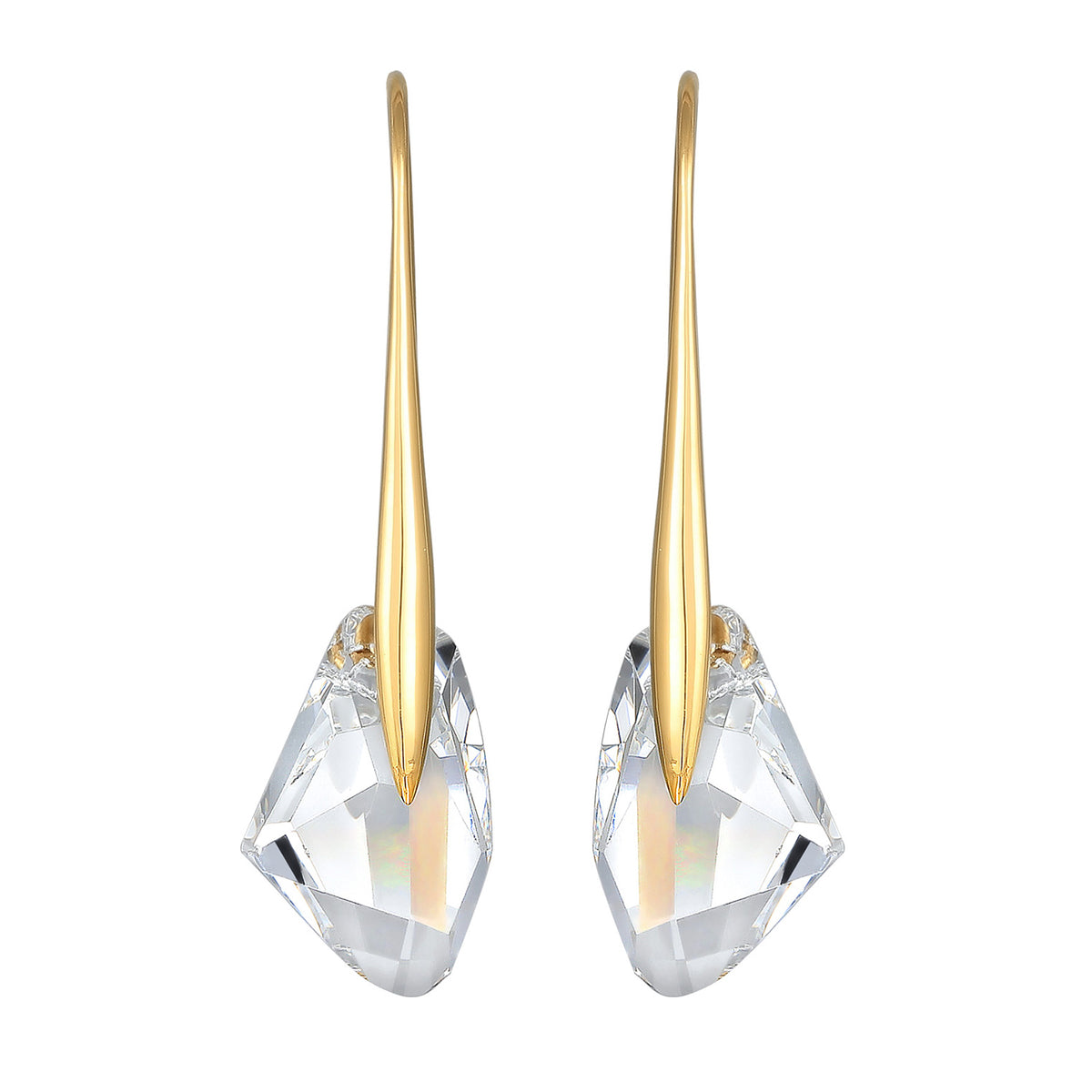 Gold - Elli | Ohrhänger| Kristall (Weiß) | 925 Sterling Silber vergoldet