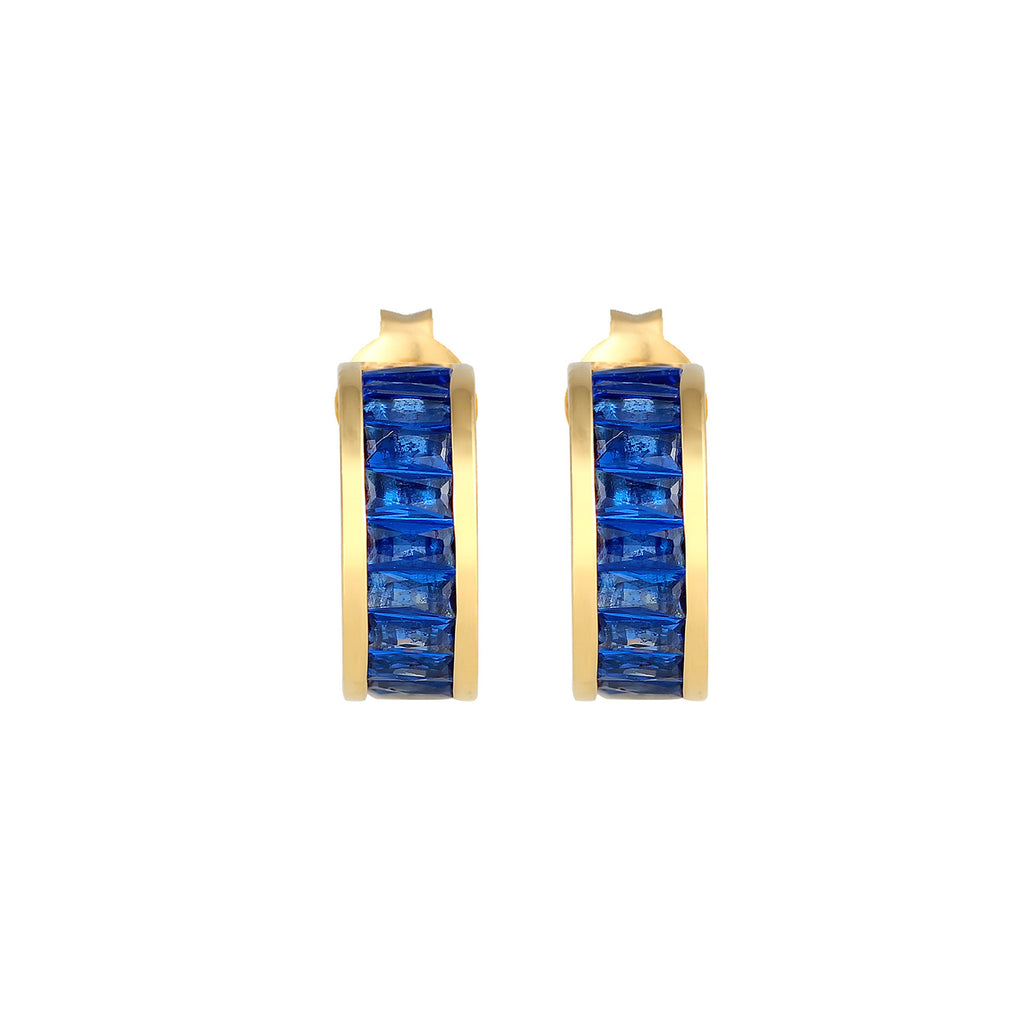 Blau - Elli PREMIUM | Creole | Saphir ( Blau ) | 925 Sterling Silber vergoldet