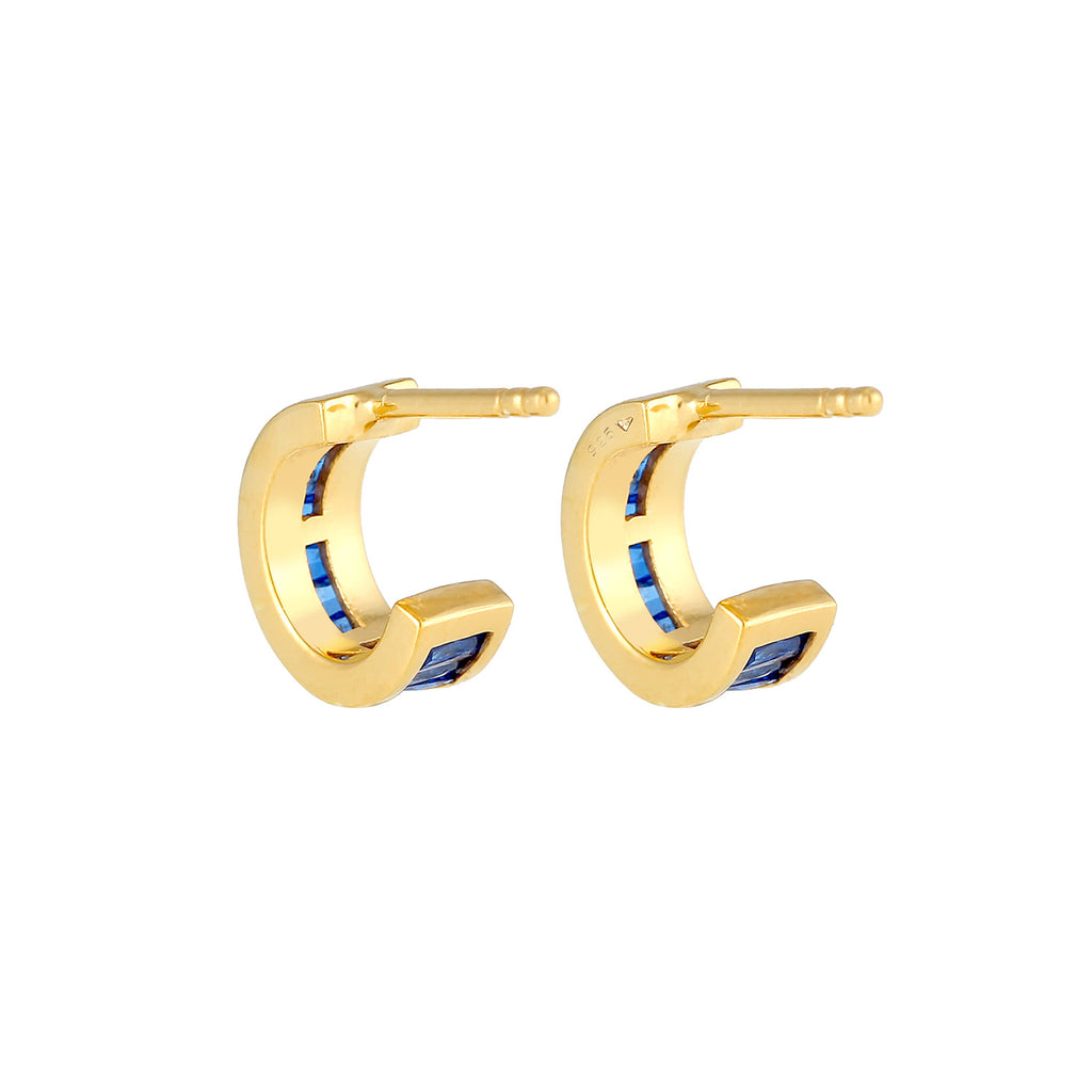 Blau - Elli PREMIUM | Creole | Saphir ( Blau ) | 925 Sterling Silber vergoldet