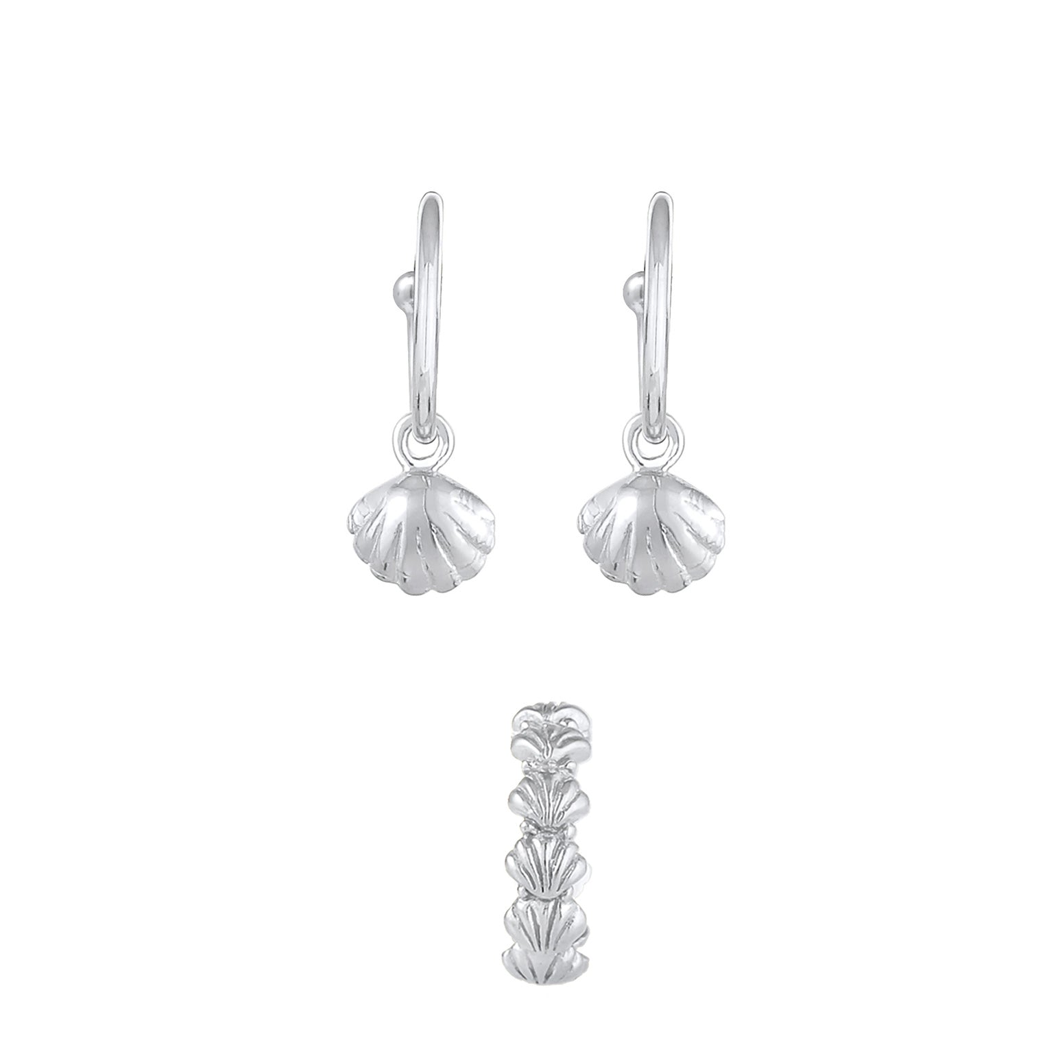 Silber - Elli | Ohrringset Muschel | 925er Sterling Silber