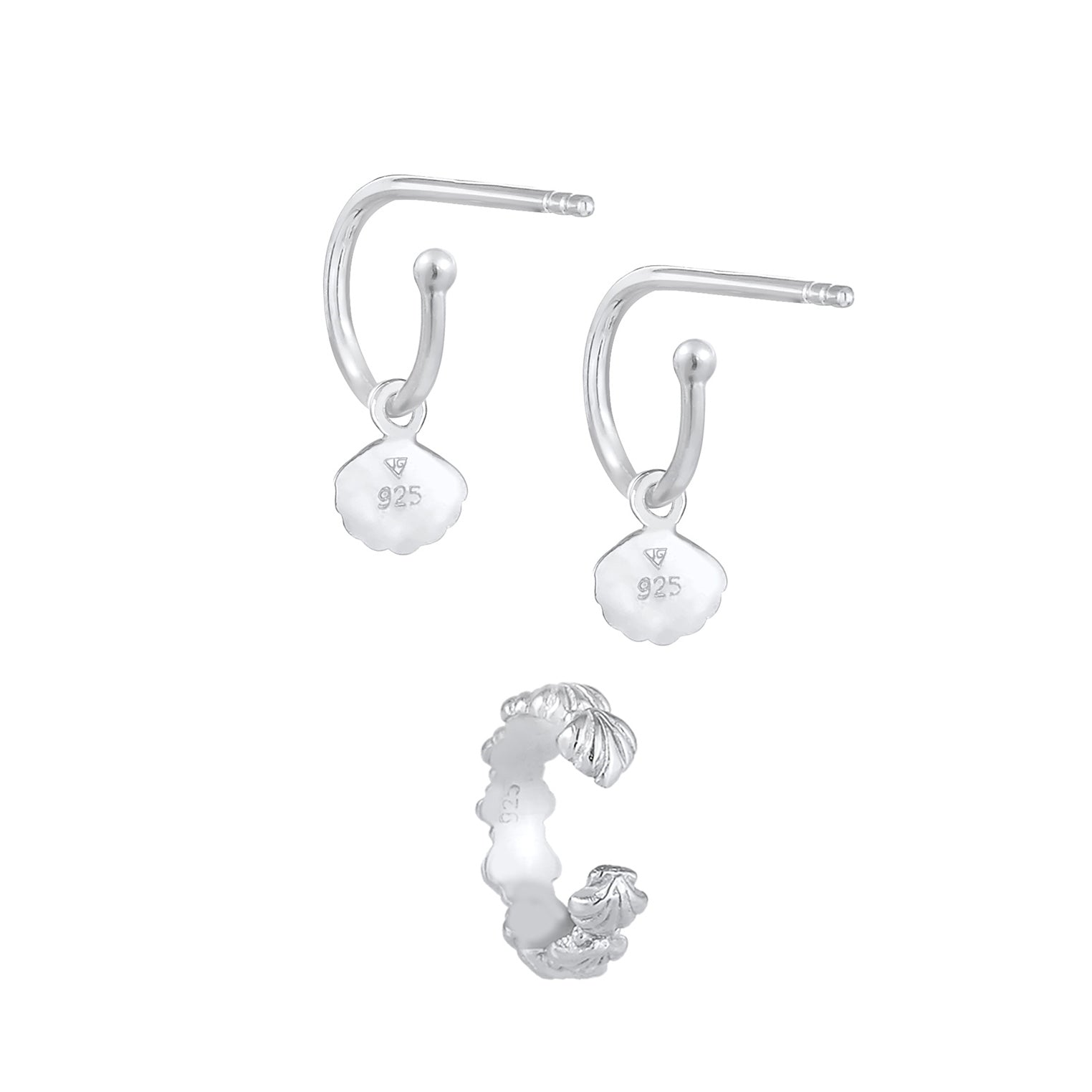 Silber - Elli | Ohrringset Muschel | 925er Sterling Silber