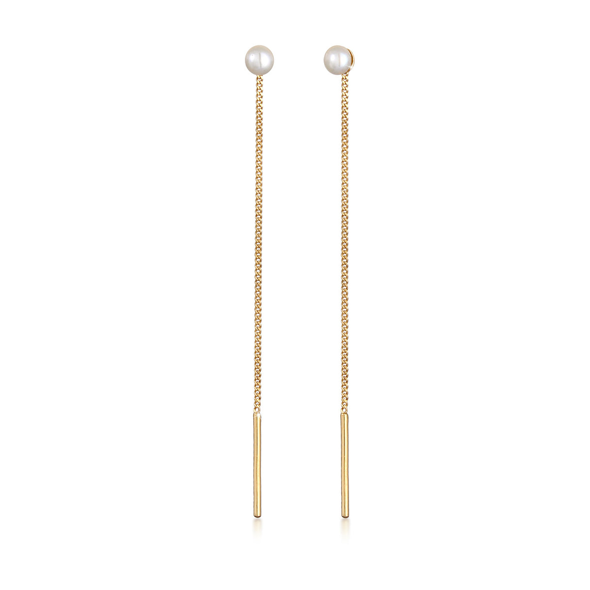 Gold - Elli | Ohrhänger Ear Chain | Süßwasserperle | 925 Sterling Silber vergoldet