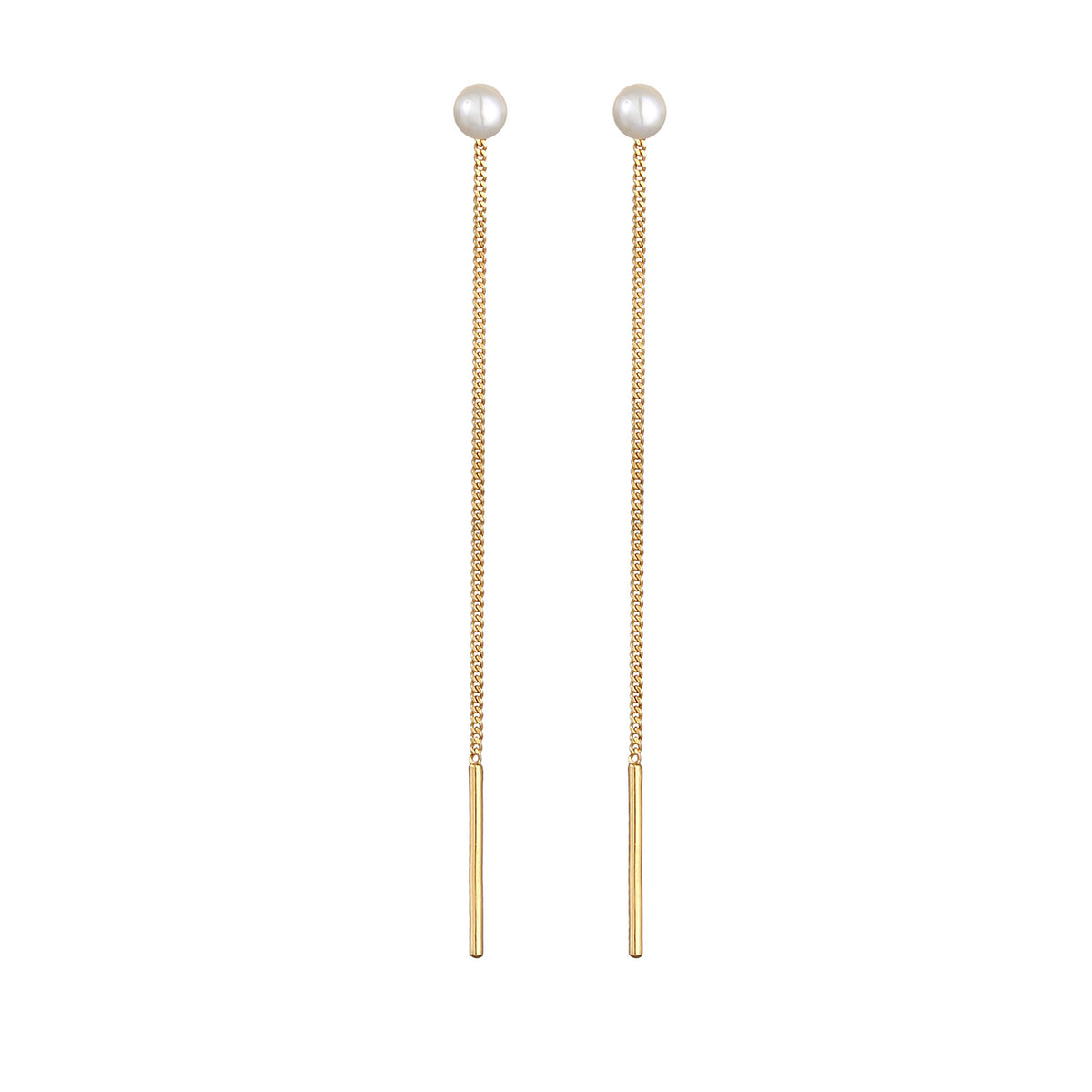Gold - Elli | Ohrhänger Ear Chain | Süßwasserperle | 925 Sterling Silber vergoldet