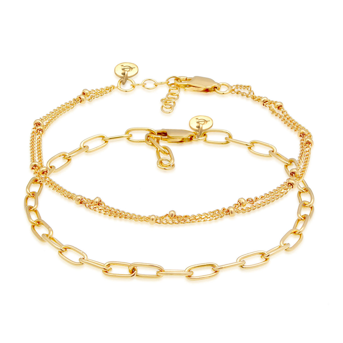 Gold - Elli PREMIUM | Kugel-Armbandset | 925 Sterling Silber vergoldet