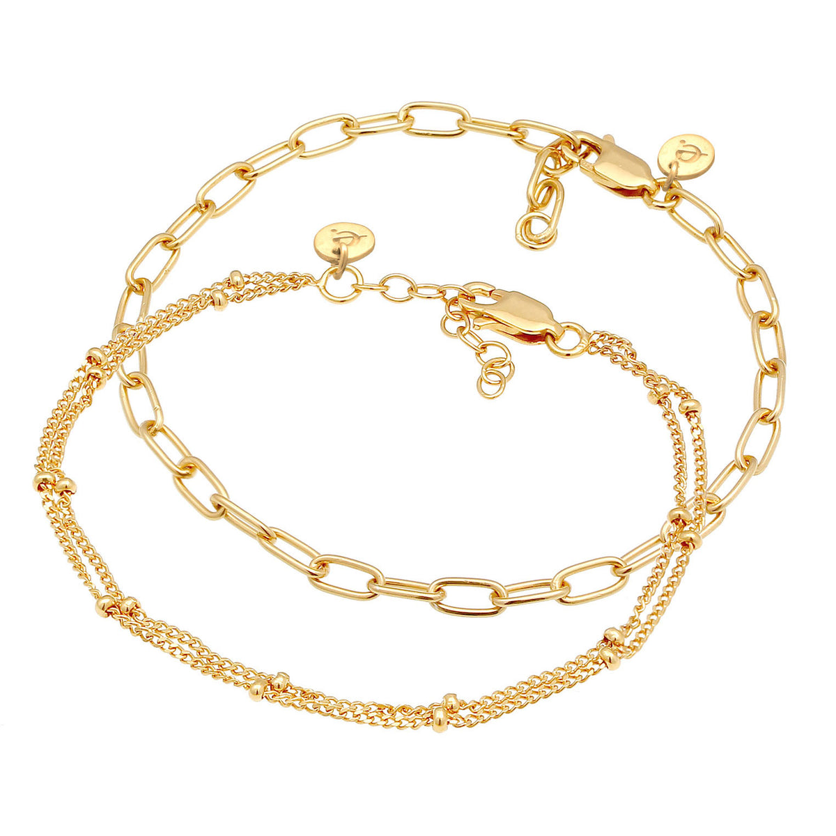 Gold - Elli PREMIUM | Kugel-Armbandset | 925 Sterling Silber vergoldet