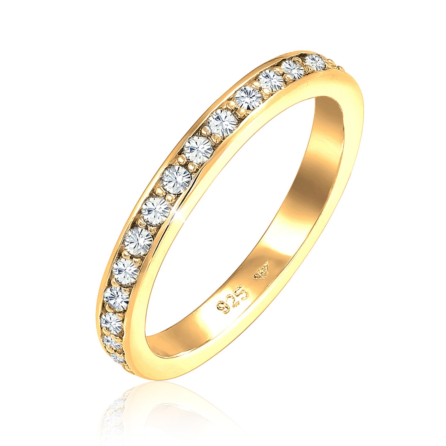 Gold - Elli | Bandring | Kristall ( Weiß ) | 925 Sterling Silber vergoldet