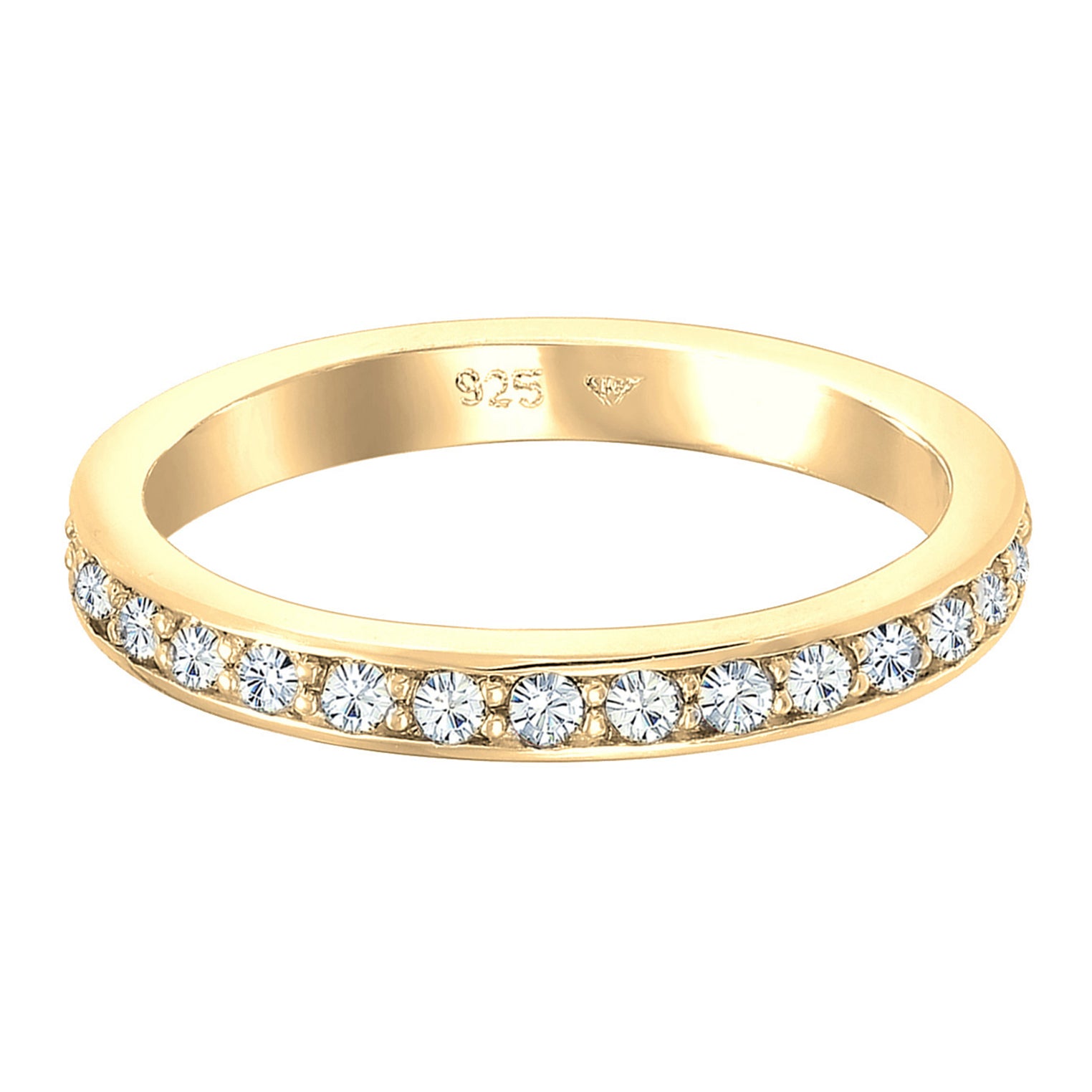 Gold - Elli | Bandring | Kristall ( Weiß ) | 925 Sterling Silber vergoldet