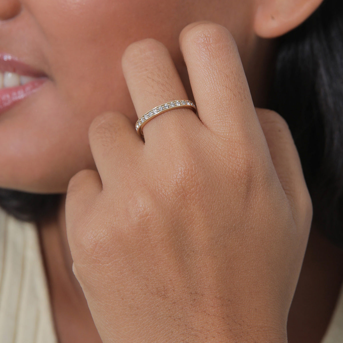 Gold - Elli | Bandring | Kristall ( Weiß ) | 925 Sterling Silber vergoldet