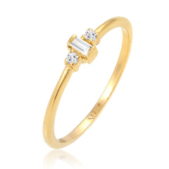 Gold - Elli PREMIUM | Verlobungsring | Topas ( Weiß ) | 925 Sterling Silber vergoldet