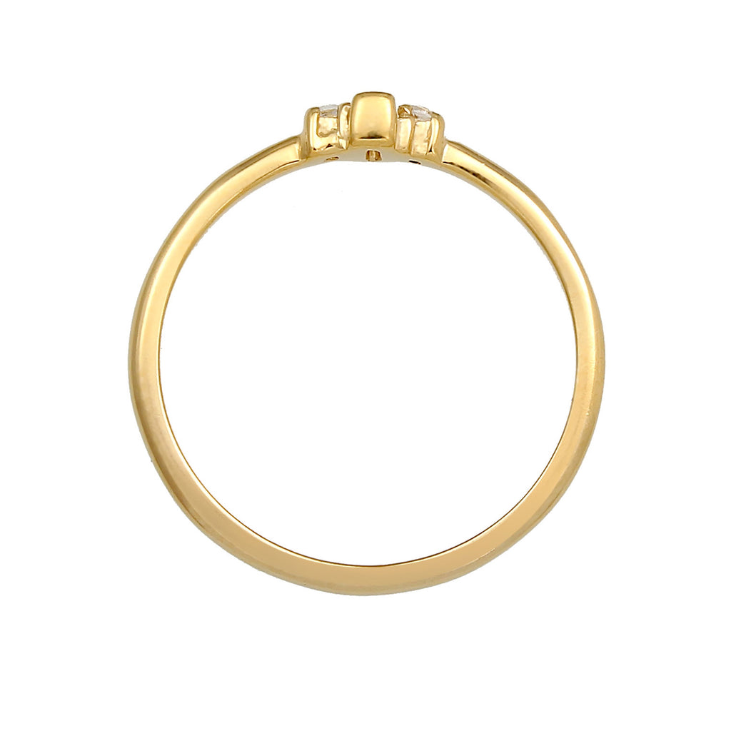 Gold - Elli PREMIUM | Verlobungsring | Topas ( Weiß ) | 925 Sterling Silber vergoldet
