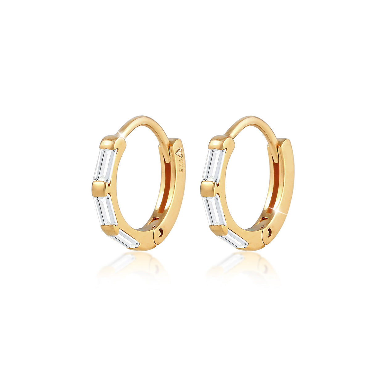 Gold - Elli PREMIUM | Creole | Topas ( Weiß ) | 925 Sterling Silber vergoldet