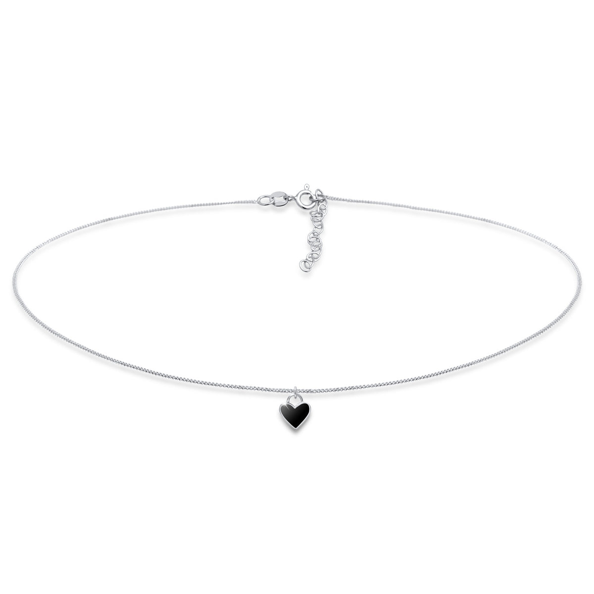 Schwarz - Elli | Choker Herz | Emaille | 925er Sterling Silber