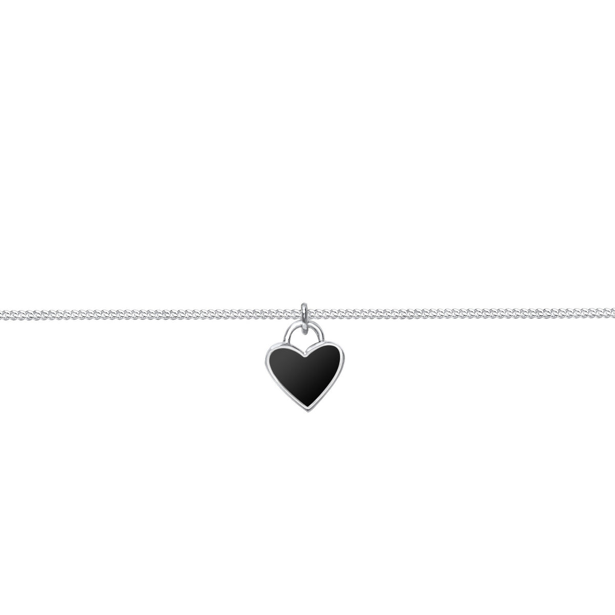 Schwarz - Elli | Choker Herz | Emaille | 925er Sterling Silber