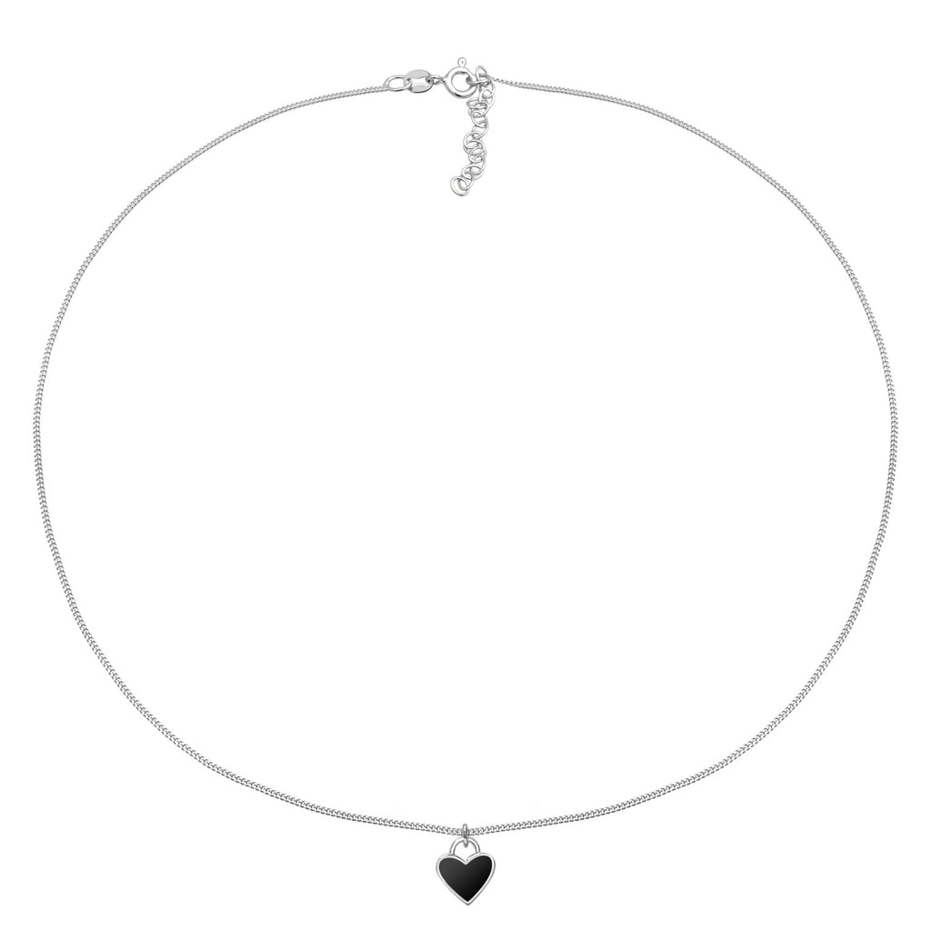 Schwarz - Elli | Choker Herz | Emaille | 925er Sterling Silber