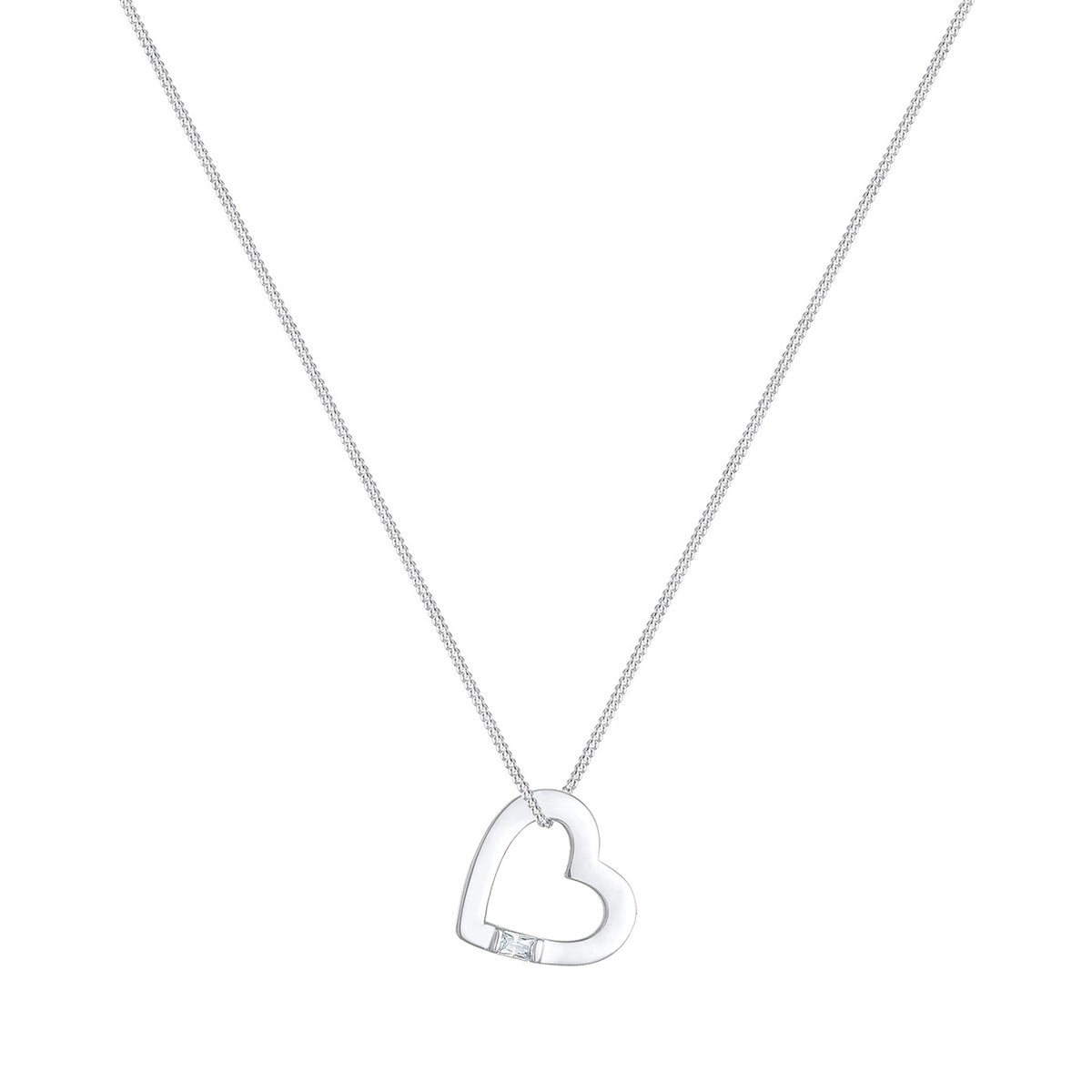 Silber - Elli | Halskette Herz | Zirkonia Kristall (Weiß) | 925er Sterling Silber