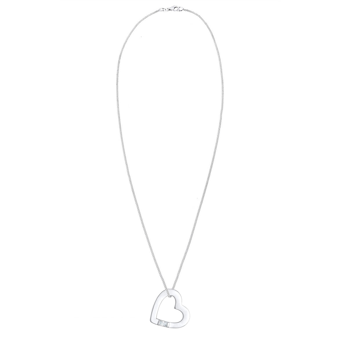 Silber - Elli | Halskette Herz | Zirkonia Kristall (Weiß) | 925er Sterling Silber