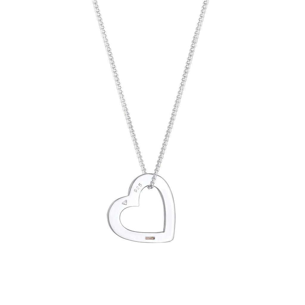 Silber - Elli | Halskette Herz | Zirkonia Kristall (Weiß) | 925er Sterling Silber
