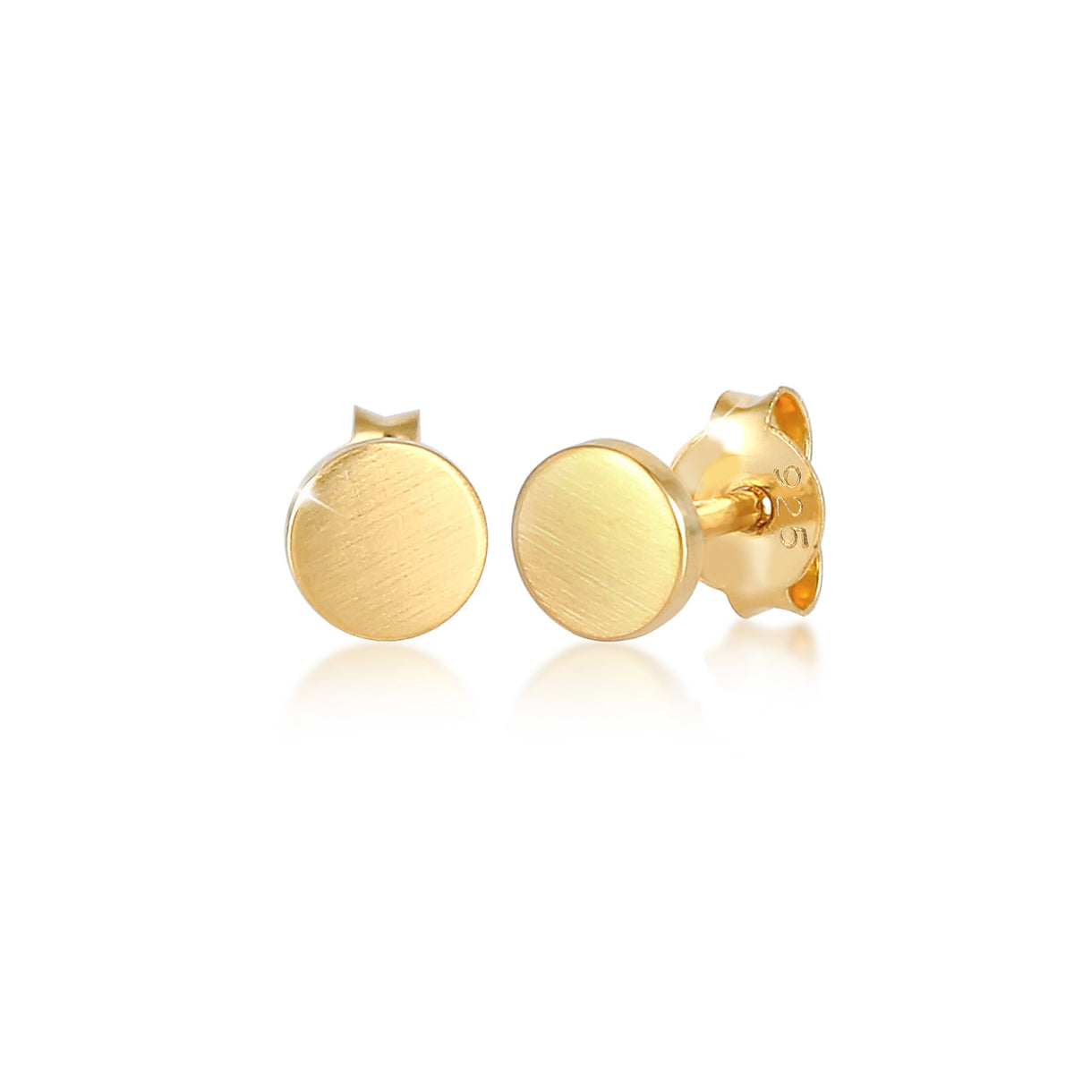 Gold - Elli | Ohrstecker Plättchen Matt | 925 Sterling Silber vergoldet