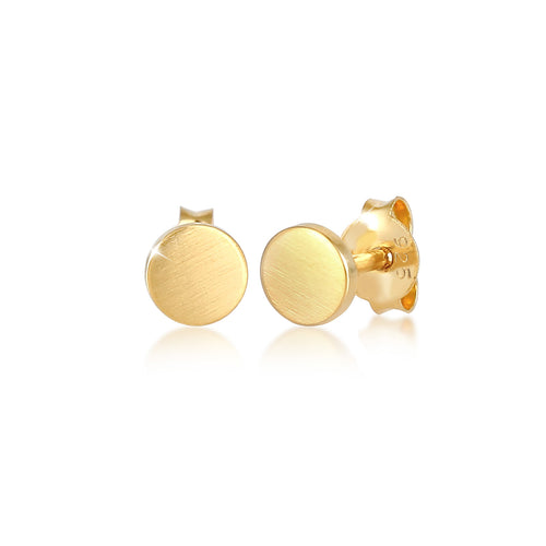 Gold - Elli | Ohrstecker Plättchen Matt | 925 Sterling Silber vergoldet