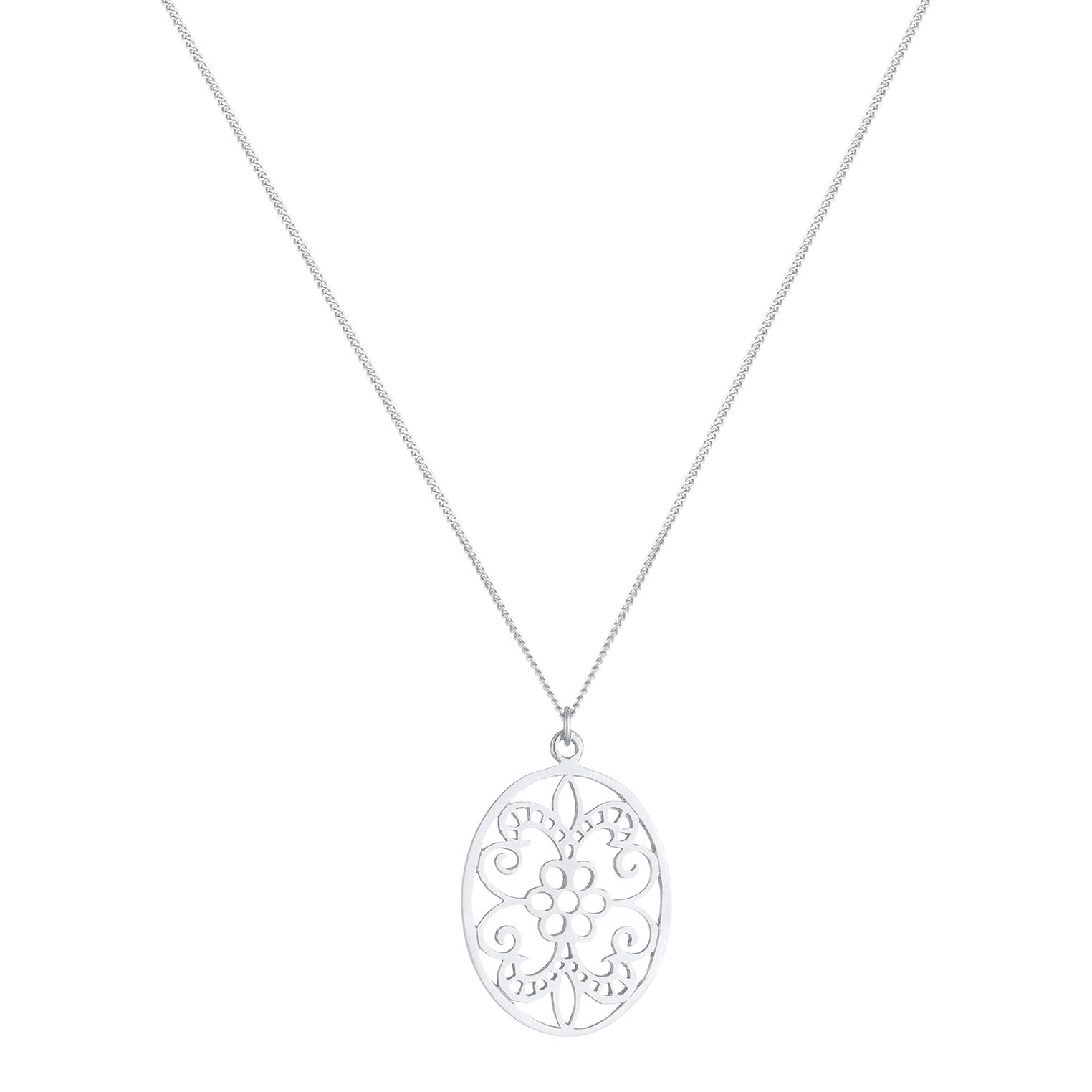 Silber - Elli | Lange Halskette Blume | 925er Sterling Silber